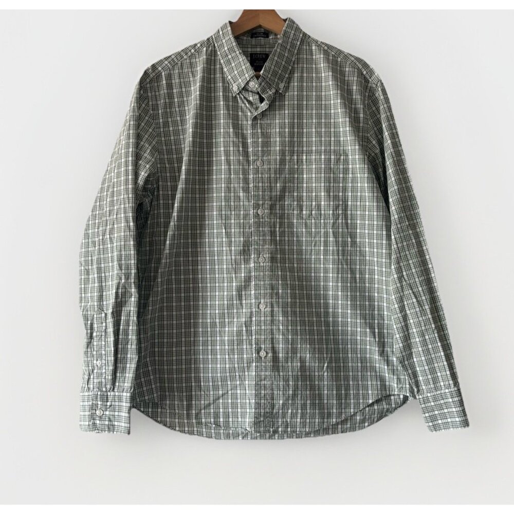 J.Crew Slim Untucked Flex Washed Plaid Shirt Mens Large Preppy Office Business